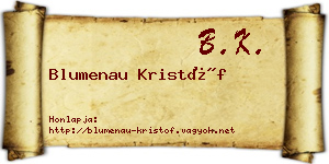 Blumenau Kristóf névjegykártya